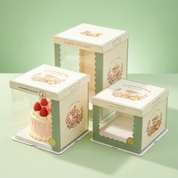 Boîte à gâteau sur mesure en carton rigide mat recyclable, sans danger pour les aliments, avec fenêtre transparente, poignée et conception auto-érectible