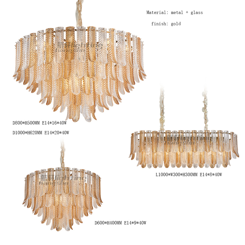 Modern Luxury Nordic 2022 new hot sale glass leaves LED Pendant Lamp dining lamp