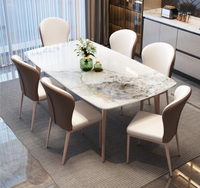 Table à manger ardoise ensemble 6 chaises de salle à manger de style acier au carbone doré meubles modernes