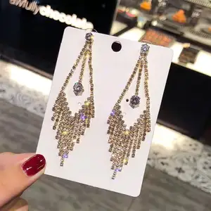 Moda takı küpe S925 gümüş iğne kore baskı abartılı püskül küpe ile Diamonds