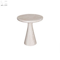 Table d'appoint ronde en fibre de verre de haute qualité, effet travertin de luxe, table basse minimaliste beige à texture pierre