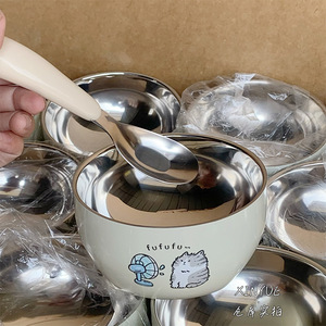 Fufufu Cartoon Stainless Steel Bowl Set Double Walled Insulated For Children And Adults Microwave Safe - Product Image 2