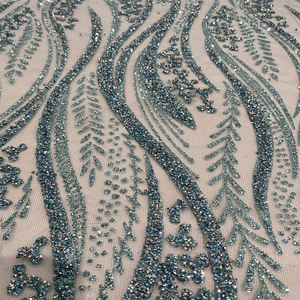 鸿龙精致钻石网眼水晶闪光亮片婚纱晚礼服蕾丝面料批发销售 - Product Image 4