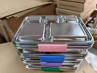 Boîte à bento LingHui en acier inoxydable 304, 2 compartiments étanches, conteneur de stockage alimentaire à un seul niveau pour enfants et adultes - Sans BPA, compatible lave-vaisselle