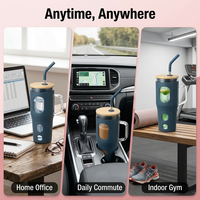Gobelet en verre borosilicate à large ouverture de 32 oz avec poignée, couvercle en bambou, marqueur de temps et manchon en silicone, tasse de voyage pour voiture