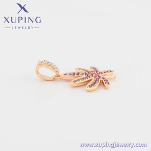 Jewelry Xuping Perhiasan Lapis Emas Tembaga Daun Maple Set Mikro Sederhana Zirkon 18K Warna Emas Sintetis CZ 3A + Liontin - Product Image 5