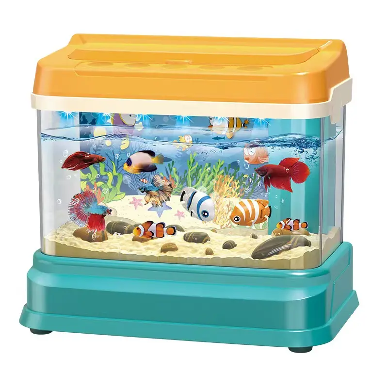 La simulación de la casa de juegos puede mantener peces reales, electricidad, música, luz, tanque de pesca, juego de imanes para acuario, juguetes educativos para niños