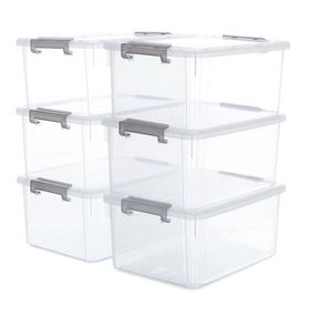 17 QT <b>Clear</b> <b>Plastic</b> Storage Bins with Lids Large Stackable Storage <b>Containers</b> Storage Box Organizer for Closet Snacks Toy - Product Image 1