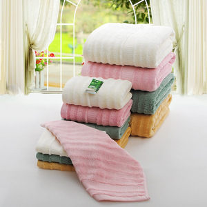 Serviette de bain en microfibre de bambou ondulée 70x140 cm, douce et moelleuse, pour usage domestique, couleur unie, ensemble de serviettes rectangulaires - Product Image 1