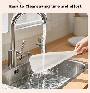 Cuillères multifonctions en silicone, cuillères de service en silicone de qualité alimentaire, spatule en silicone, ustensiles de cuisine en silicone avec manche en bois - Product Image 4