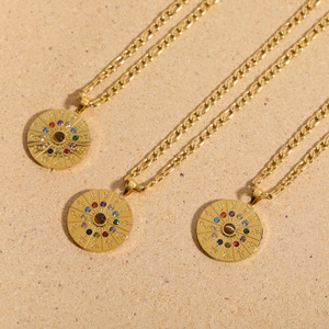 Collana rotonda in acciaio inossidabile colorato Cz 12 <span class=keywords><strong>segni</strong></span> <span class=keywords><strong>zodiacali</strong></span> Lucky Fourtune 12 costellazioni simboli Birthstone collana con ciondolo - Product Image 3