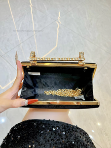 New Women's Evening Velvet Hand <b>Bag</b> Trapeze Shape European-American Retro Style Diamond-encrusted <b>Small</b> Capacity Closure Tanjing - Product Image 3