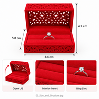 Boîte à bijoux creuse pour bagues de couple, boîte à bijoux de mariage, boîte à bagues et boîte à bijoux pour cérémonie.