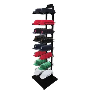 Store Retail 8 Tier Baseball Bucket Hat Trucker Cowboy Hat Storage Rack Sun Golf Beach Hat Metal Display Stand