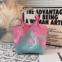 Groothandel 2026 Schattige Fruitprint Gebreide Tote Bag Grote Capaciteit Draagbare Handtas Reistas Make-up Opberg Emmersak voor Vrouwen
