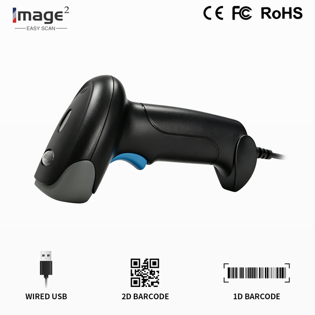 Handheld Barcode Scanner with USB Receiver Black Color 1-Year Warranty-in Stock for Stores Supermarkets & Warehouses