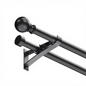 Tringle à rideaux double robuste DaiRui, réglable de 18 à 144 pouces, noir mat, avec supports pour panneaux occultants - Product Image 2