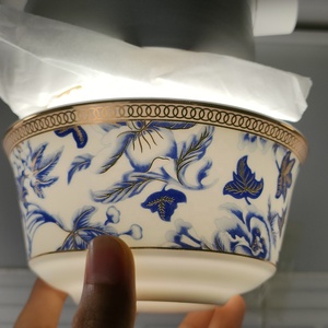 Assiettes en porcelaine bleues et blanches classiques de luxe, vaisselle en céramique fine, ensembles de vaisselle - Product Image 4