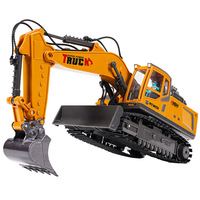 2.4G 680 °   Excavadora de Juguete con Control Remoto de 17 Canales, Simulación de Excavadora, Aleación de Metal, Luces y Música, Vehículo con Efecto de Pulverización para Niños