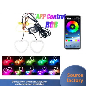 Nouveaux anneaux lumineux LED 3,5 pouces contrôlables blanc ambre RGB 7 couleurs 12V pour phares de voiture, feux de brouillard/DRL, yeux d'ange, feux de jour, contrôlables par application mobile - Product Image 2