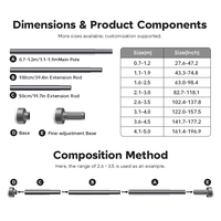 YIJIALE 800K ensembles/mois Livraison rapide Tringle de tension anti-affaissement en acier au carbone 32mm 62-118 pouces avec verrouillage interne pour salon et chambre