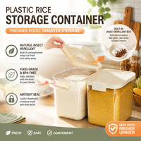 Wide Food-grade Plastic Rice Storage Container Home Use Nordic Style Kitchen Insect-Proof Moisture-Proof Sealed Large 20-Pound