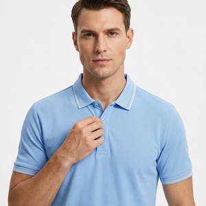 Custom Logo Men's <b>Polo</b> <b>Shirt</b> 100% Cotton Knitted Short Sleeve Anti Wrinkle Golf Training Wear - Product Image 1