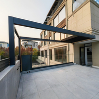 Pergola à lames orientables en aluminium, toit motorisé réglable, pergola de patio extérieure thermolaquée, résistante aux intempéries, pour jardin, cour, villa
