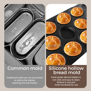 14-Fach Hamburgerförmige Schwarze Hohlbrötchenform - Hitzebeständig, Leicht zu Entformen, Anpassbare Gewerbliche Backform - Product Image 3