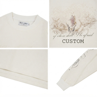 T-shirt à texture gaufrée pour homme, 300 g/m², 100 % coton, imprimé graphique, coupe ample, streetwear, manches longues