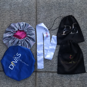 Bonnet de nuit en satin rayé personnalisé <span class=keywords><strong>professionnel</strong></span> pour perruques et extensions Utilisation quatre saisons Cheveux naturels et bouclés - Product Image 6