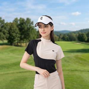 Custom <b>Women's</b> Summer Slim Stretchy Breathable Quick Dry Soft Printed Cotton Spandex 200g Golf T-Shirt Short Sleeve Crew Neck - Product Image 4