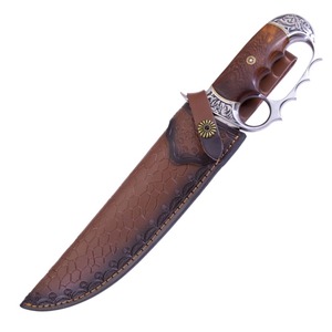 Özel el yapımı tam <span class=keywords><strong>Tang</strong></span> inşaat 7Cr çelik av bıçağı hayatta kalma bıçağı kırmızı sandal kolu ile - Product Image 3