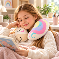 Oreiller de voyage ergonomique en mousse à mémoire de forme en forme de U, motif licorne mignon, pour le soutien du cou en avion et en voiture, personnalisable avec logo, vente en gros
