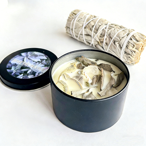 Bougie artisanale parfumée à la sauge, bois sacré péruvien, cèdre, lavande, cire de soja, cristal naturel, purification, Halloween, Noël - Product Image 2
