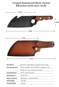 Couteau en acier inoxydable forgé de style viking 5Cr15 MoV, ambidextre, manche en bois de rose, ensemble de <span class=keywords><strong>quatre</strong></span> pièces pour la cuisine, le boucher, l'extérieur - Product Image 5