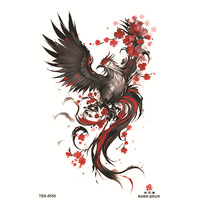 Tatouages temporaires imperméables pour bras en gros, autocollants, cheval de feu, grue, tigre, loup, renard, fleur de Bianan, animaux