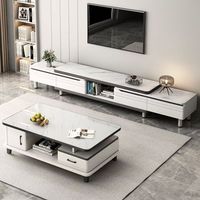 Ensemble table basse et meuble TV en bois massif moderne avec rangement, durable et écologique, meubles pour la maison
