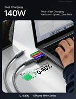 Cable USB C Multipuerto LISEN de 140 W, 2 en 1, Cable de Carga Rápida, Cable de Datos Duradero de Silicona Reforzada para MacBook Pro, iPad Air, Teléfono