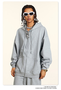 Sudadera con Capucha de Algodón de Alta Calidad con Relieve 3D para Transferencia de Calor, Sudadera con Botones Bordados en Chenilla Personalizada OEM para Hombre - Product Image 2