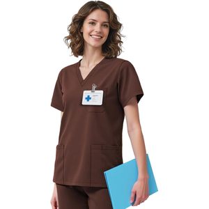 Women V-Neck Scrub Top 4 Pocket Premium Stretch Medical Uniform Hospital Workwear - Product Image 1