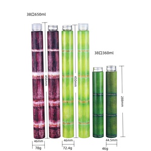 400 <span class=keywords><strong>vuota</strong></span>/650ml <span class=keywords><strong>di</strong></span> canna da zucchero a forma <span class=keywords><strong>di</strong></span> bambù per animali domestici bottiglie <span class=keywords><strong>di</strong></span> <span class=keywords><strong>plastica</strong></span> per bevande con tappo a vite in alluminio o <span class=keywords><strong>plastica</strong></span> per il succo <span class=keywords><strong>di</strong></span> tè al latte - Product Image 5