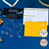 Ensemble de bijoux en argent sterling 925 avec pendentif cœur et boucles d'oreilles en moissanite couleur D VVS1, hypoallergénique, passe le test du diamant
