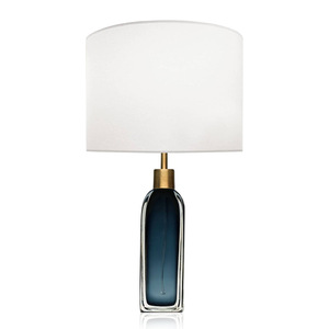 Lámpara de Mesa Creativa de Lujo, Lámpara Artística de Cristal Azul para Botella de Vino, Lámparas de Cristal de Diseño, <span class=keywords><strong>Bar</strong></span> de Hotel, Mesita de Noche, Lámpara de Tela - Product Image 1