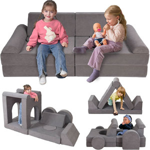 Kids <b>Sofa</b> High Density Foam Gray Soft Cushion Seat For Children Playroom Furniture - Product Image 2
