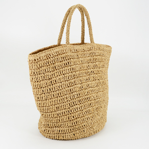 Borsa da donna Casual borsa da viaggio a spalla da donna a spalla da spiaggia con borsa da mare a base di paglia di carta marrone - Product Image 2