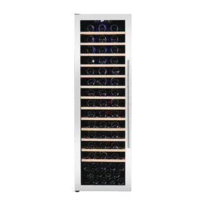 OEM 133瓶1600毫米独立式高电动葡萄酒冰箱冷却器250升家用，带4个木架