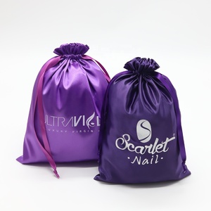 Sacs de protection en soie de luxe personnalisés pour perruques, sacs cadeaux de qualité avec cordon de serrage pour cosmétiques, bijoux, lingerie, sacs à main, pochettes en satin pour cheveux - Product Image 5