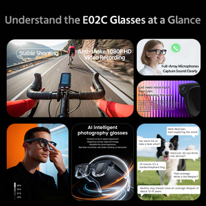 Lunettes Intelligentes Photochromiques IA avec Caméra 8MP, Enregistrement Vidéo et Audio HD 1080P, Double Micro 5.3, Lentille Noire, Lecteur de Musique - Product Image 5