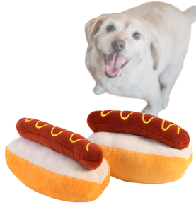 Kinghon Jouet à mâcher pour chien en peluche amusant, en forme de hot-dog, résistant aux morsures, couineur, pour le nettoyage des dents - Product Image 1